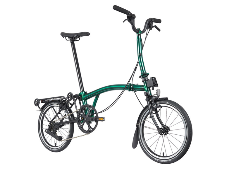 Brompton P-Line Urban With Rack Mid Bar Folding Bike 2023 Emerald Laquer-1